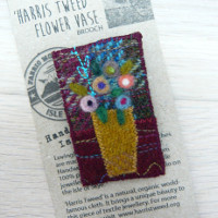 Harris Tweed Flower Vase Brooch