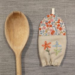 Liberty fabric, wooden spoon, spoon cover, kitchen, embroidered,