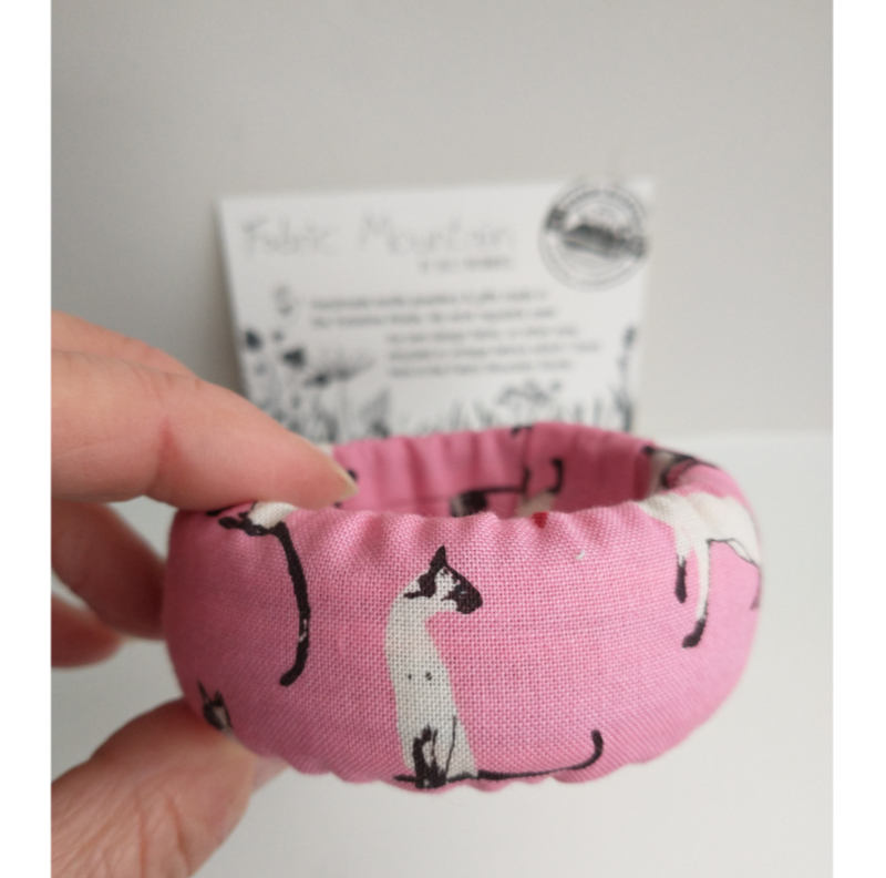pink cat fabric bracelet