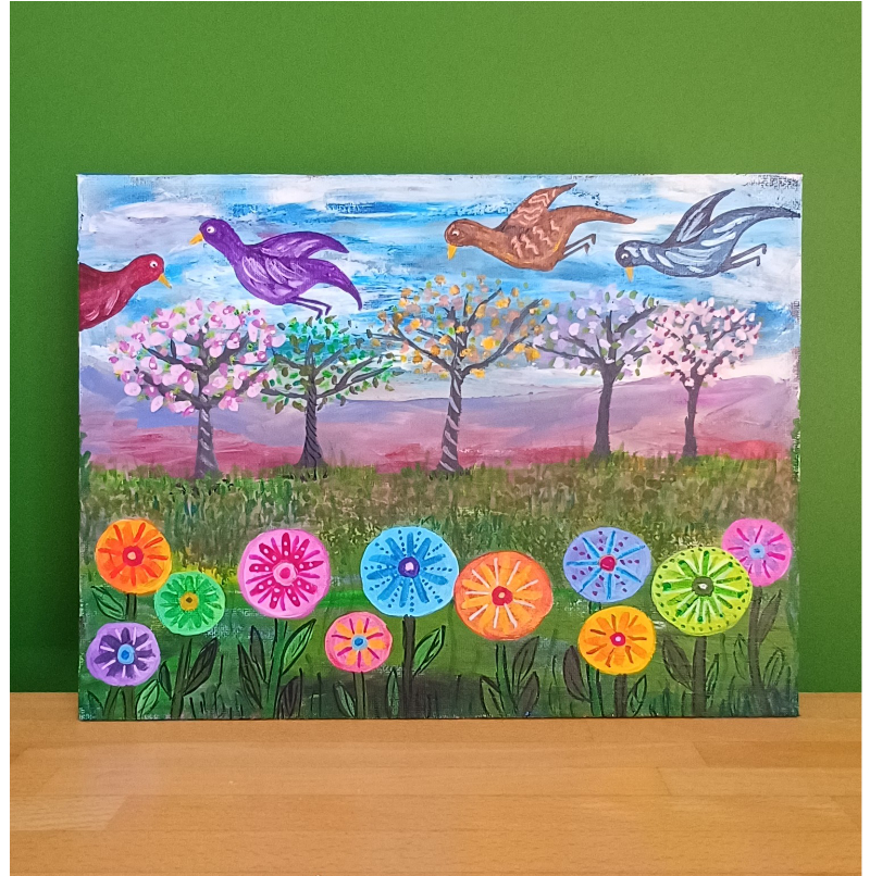 bird flower painting